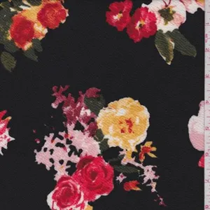 2 3/8 YD PC-Black Rose Textured Liverpool Knit Fabric