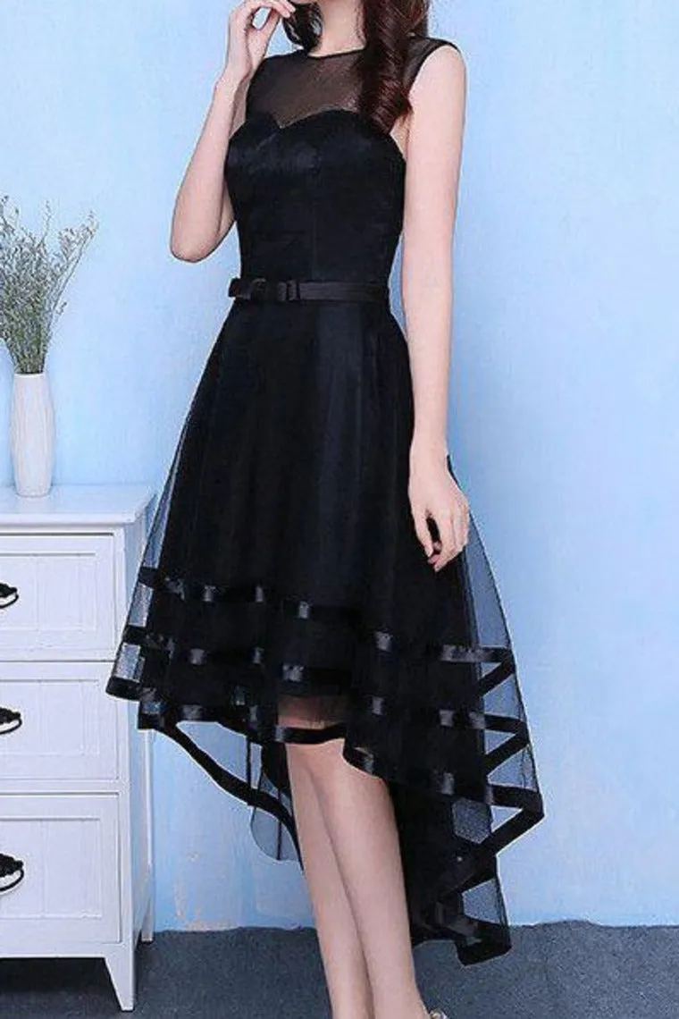 2024 Asymmetrical Scoop Prom Dresses A Line Tulle With Sash