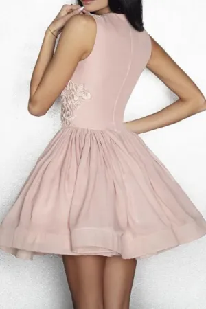 2024 Homecoming Dresses A Line Scoop Chiffon With Applique Short/Mini