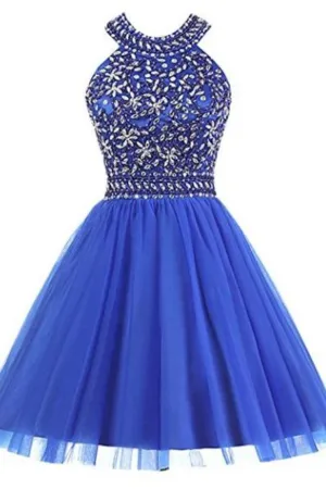2024 Homecoming Dresses A Line Scoop Tulle With Beading Short/Mini