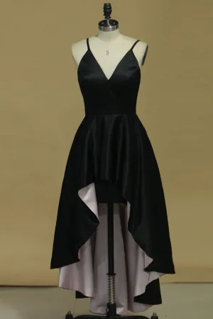 2024 New Arrival Asymmetrical Evening Dresses Sheath Spaghetti Straps Black