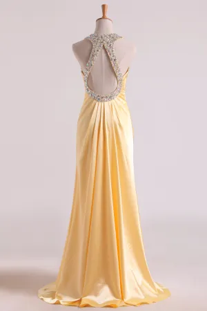 2024 Shining Evening Dresses Halter Beading/Sequins Sheath Floor Length