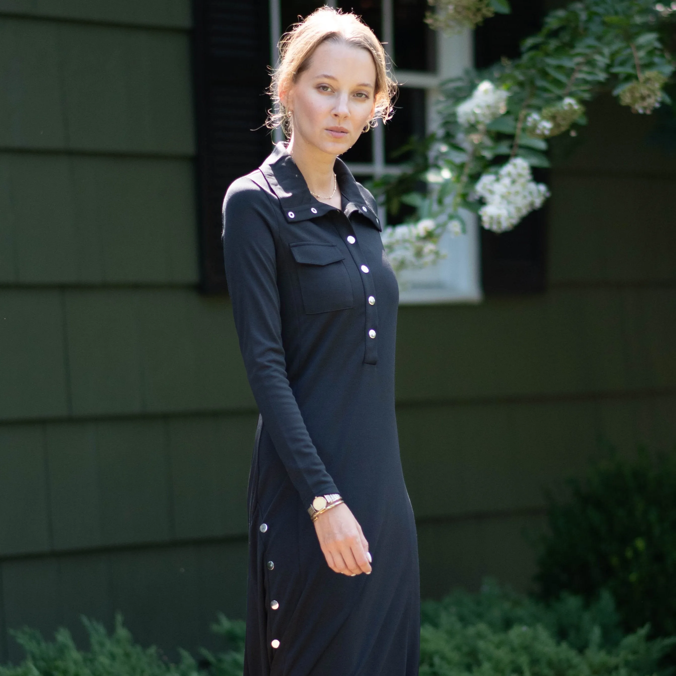 Accented Button Robe | Black [Final Sale]
