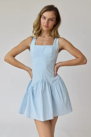 Alice Square Neck Mini Dress Blue
