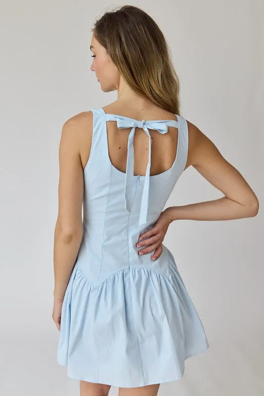 Alice Square Neck Mini Dress Blue