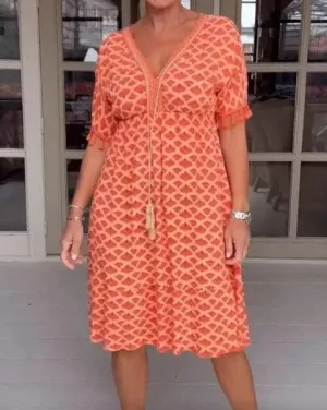 Amaya™ Comfortable Loose Fit V-Neck Midi Dress