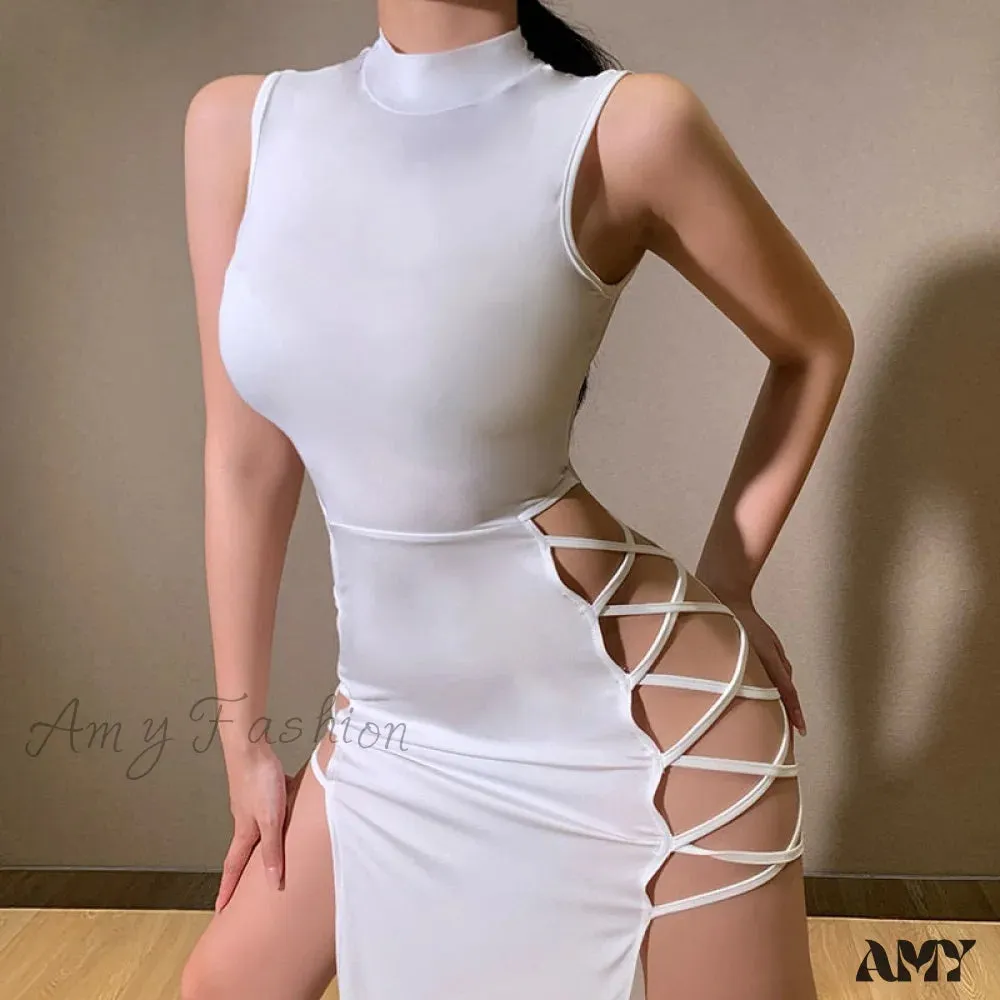 Amy Fashion - Hot Sexy Sleeveless Midi Split Dresses