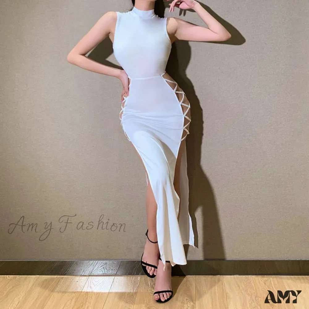 Amy Fashion - Hot Sexy Sleeveless Midi Split Dresses