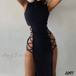 Amy Fashion - Hot Sexy Sleeveless Midi Split Dresses