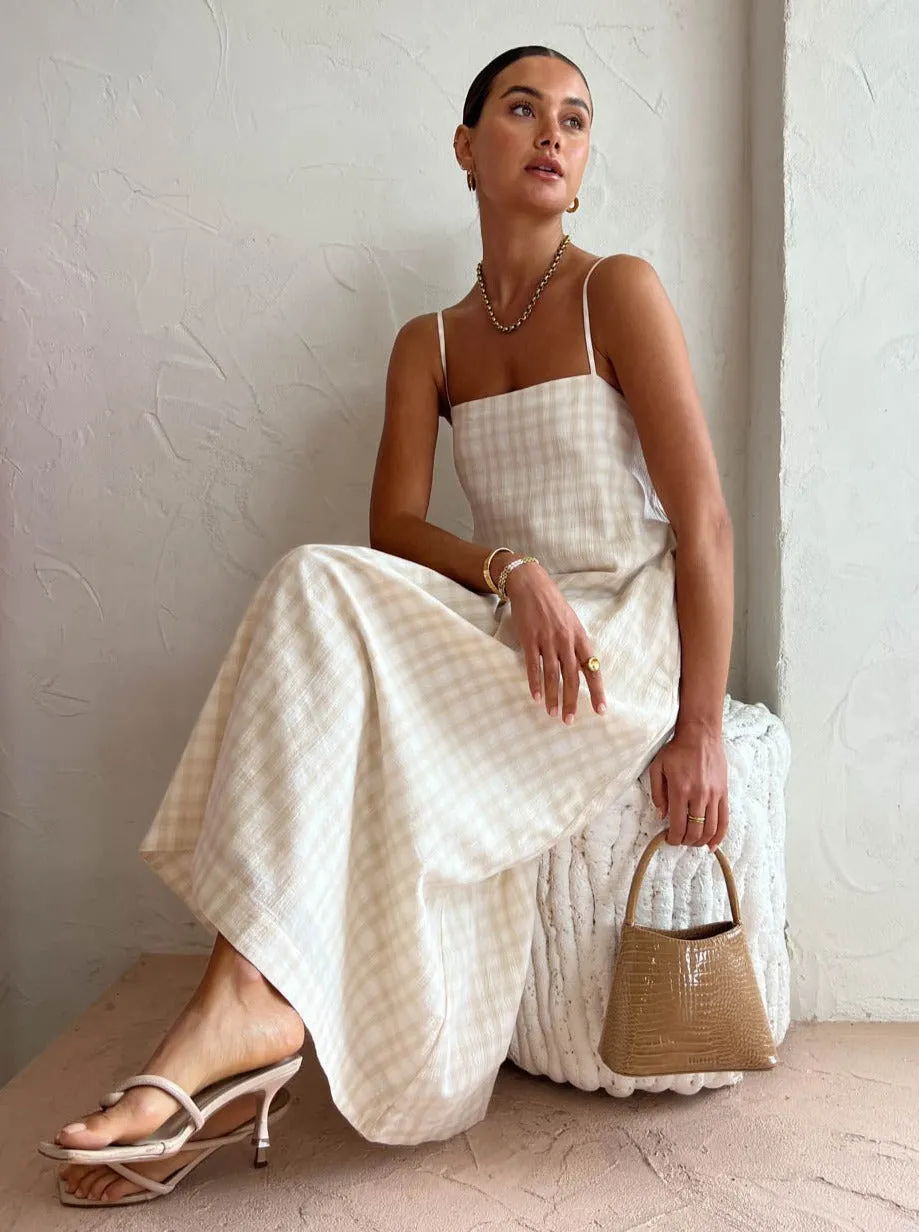 Assembly Label Tully Dress in Stone Check