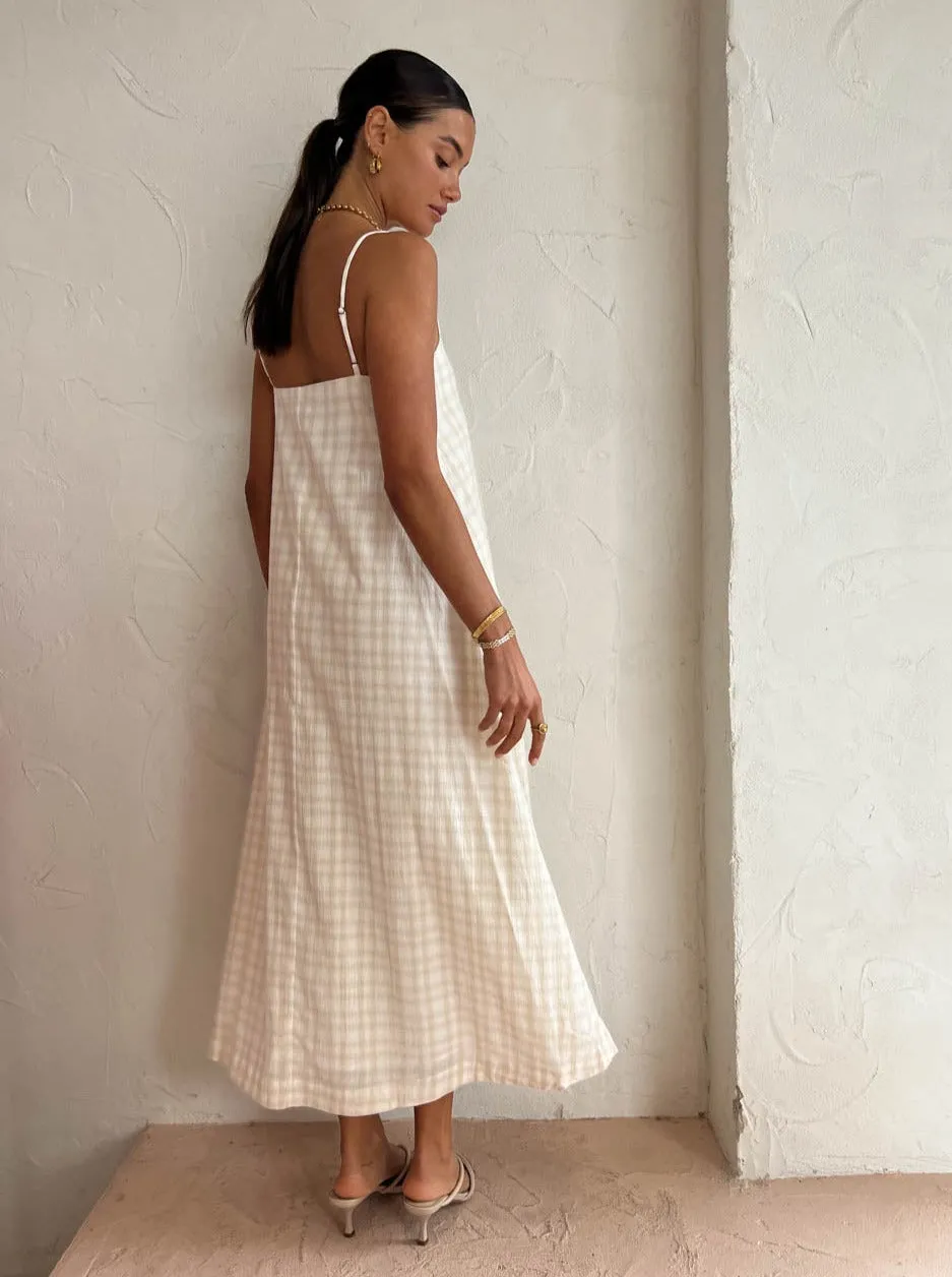 Assembly Label Tully Dress in Stone Check