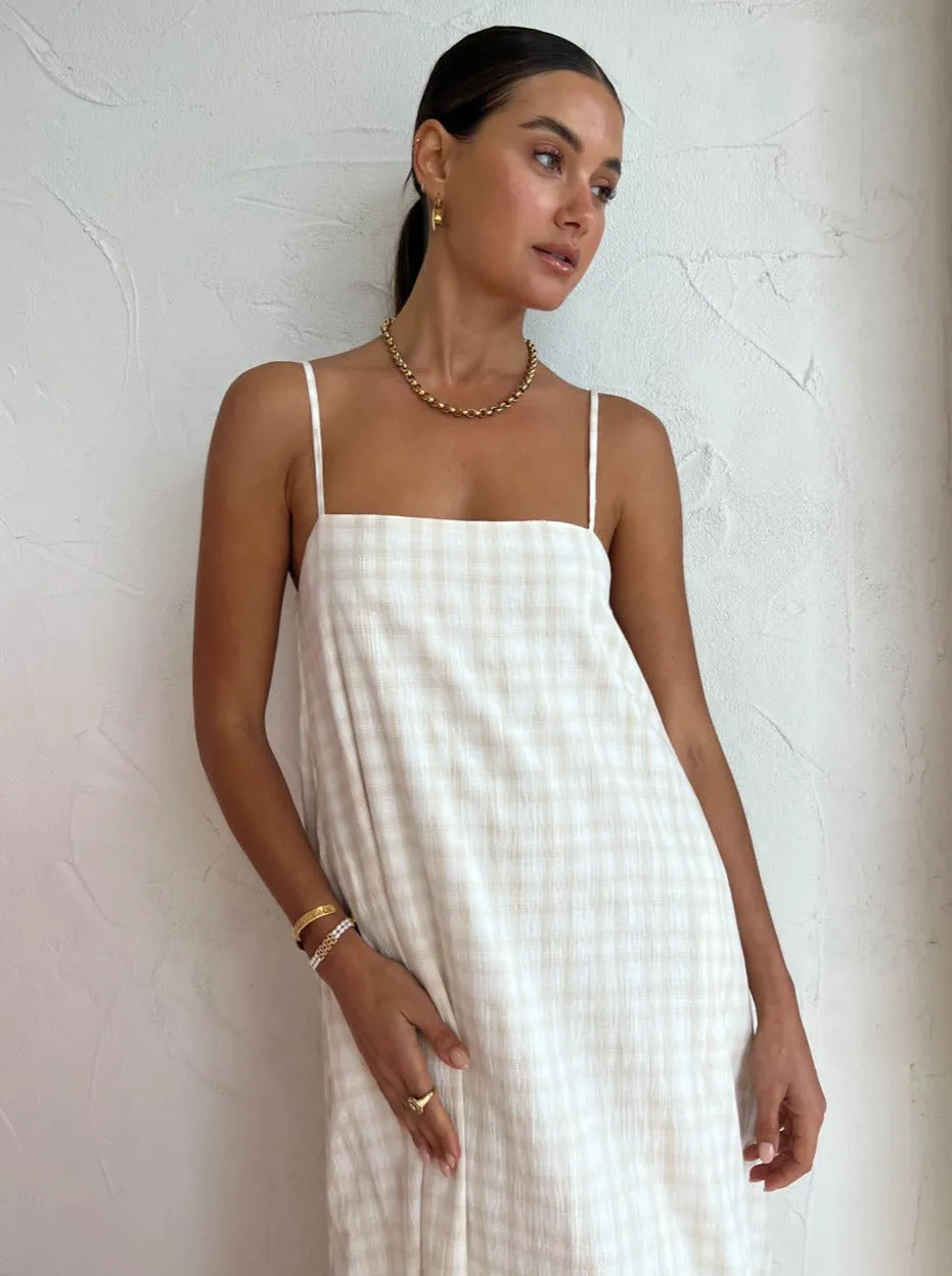 Assembly Label Tully Dress in Stone Check