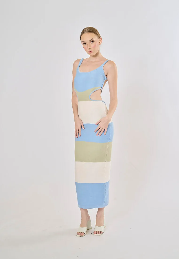 Bazzi Powder Blue Bandage Bodycon Knitted Midi Dress