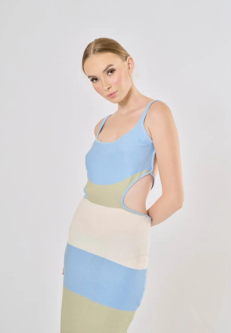 Bazzi Powder Blue Bandage Bodycon Knitted Midi Dress