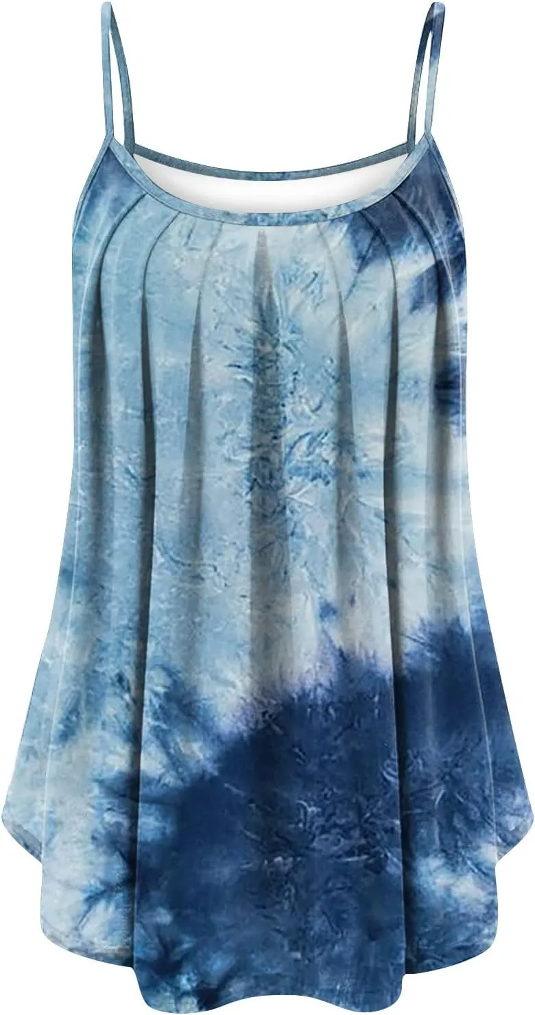 Beach Dresses for Women,2024 Summer Casual Loose Sleeveless Sling Sundress,Trendy Print Flowy Ruched Mini Boho Dress