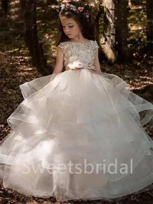 BeautifuI Scoop Sleeveless A Line Flower Girl Dresses, FGS0048