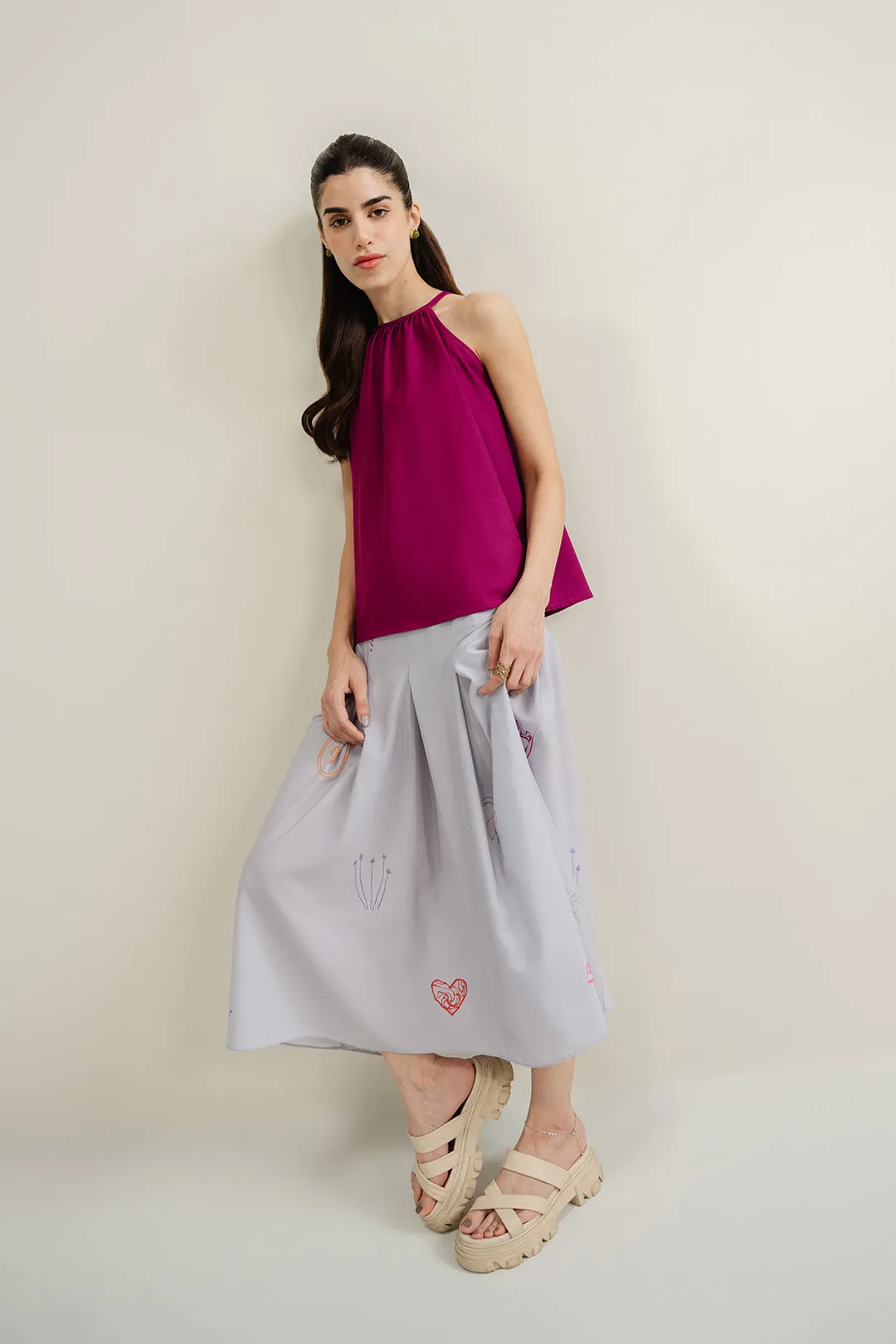 Beetroot Pink Halter Top