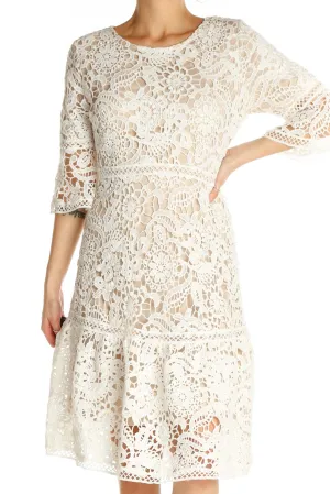 Beige Lace Day Fit & Flare Dress