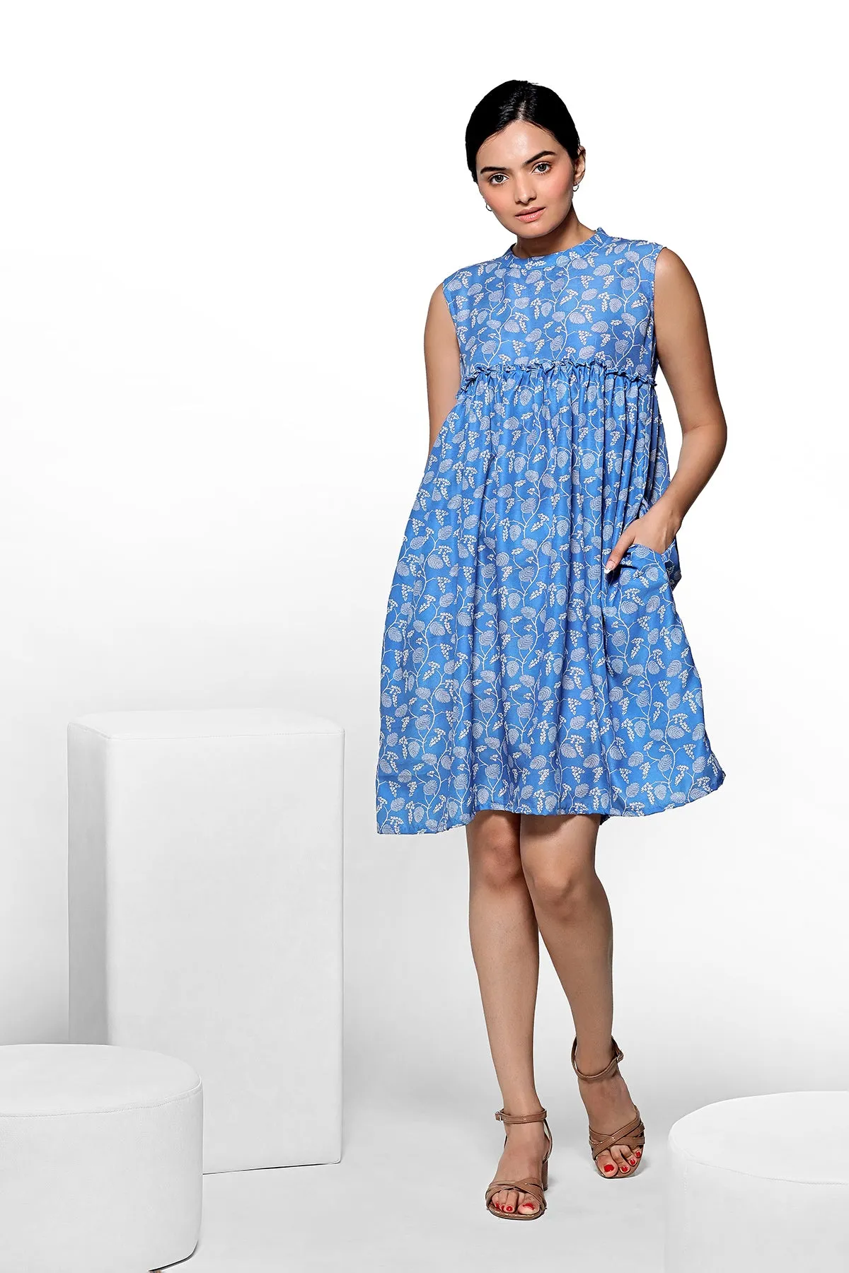 Blue Floral Mini Dress