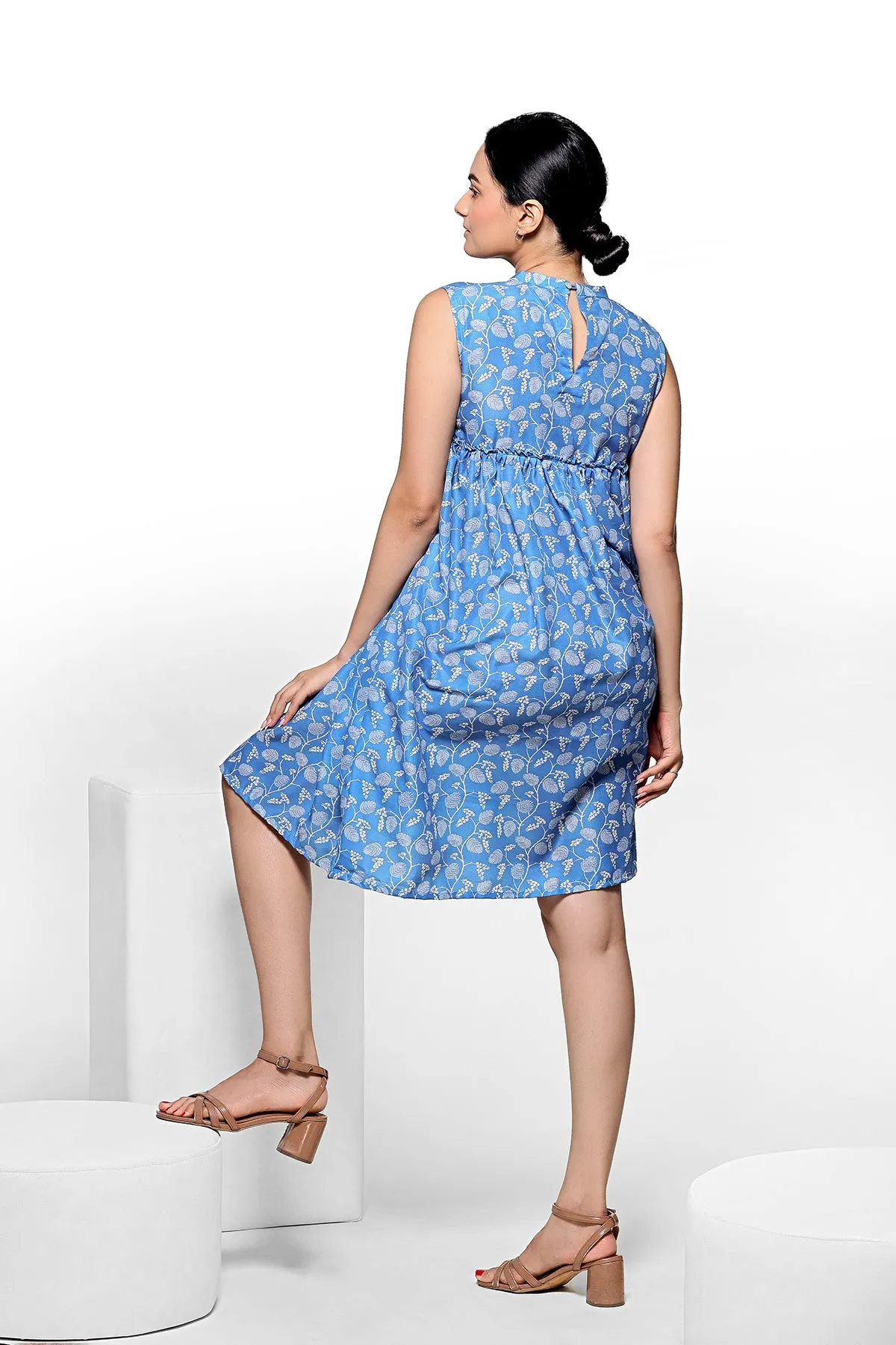 Blue Floral Mini Dress