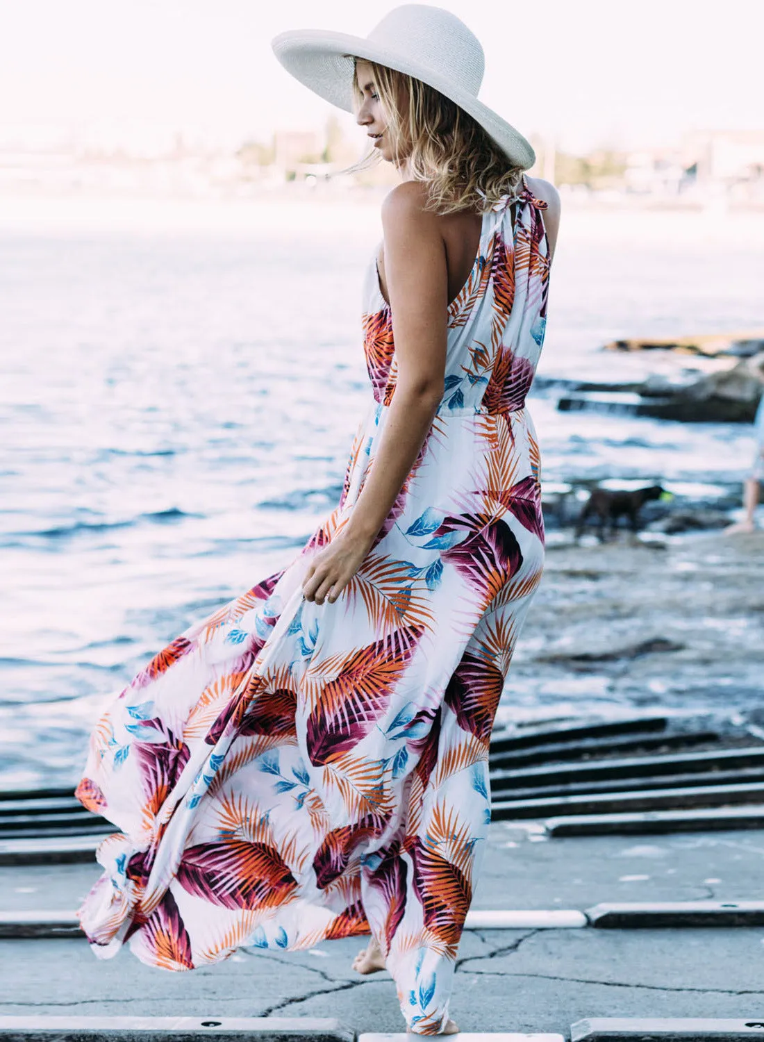 Bohemian Spaghetti Straps V-neck Long Party Beach Dress