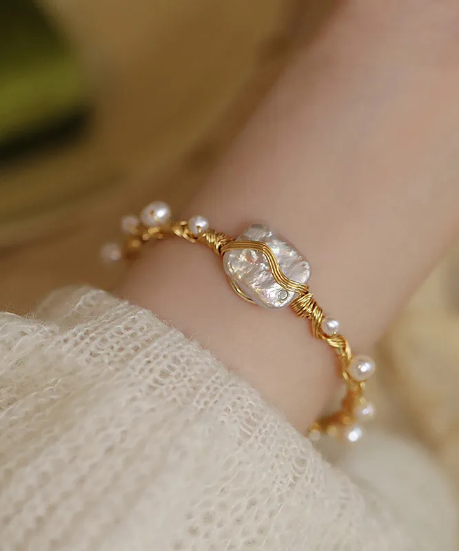 Boutique Gold Sterling Silver Overgild Pearl Cuff WF013