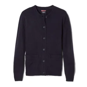 Cardigan Sweater, Girls Navy Anti-Pill Crew Neck
