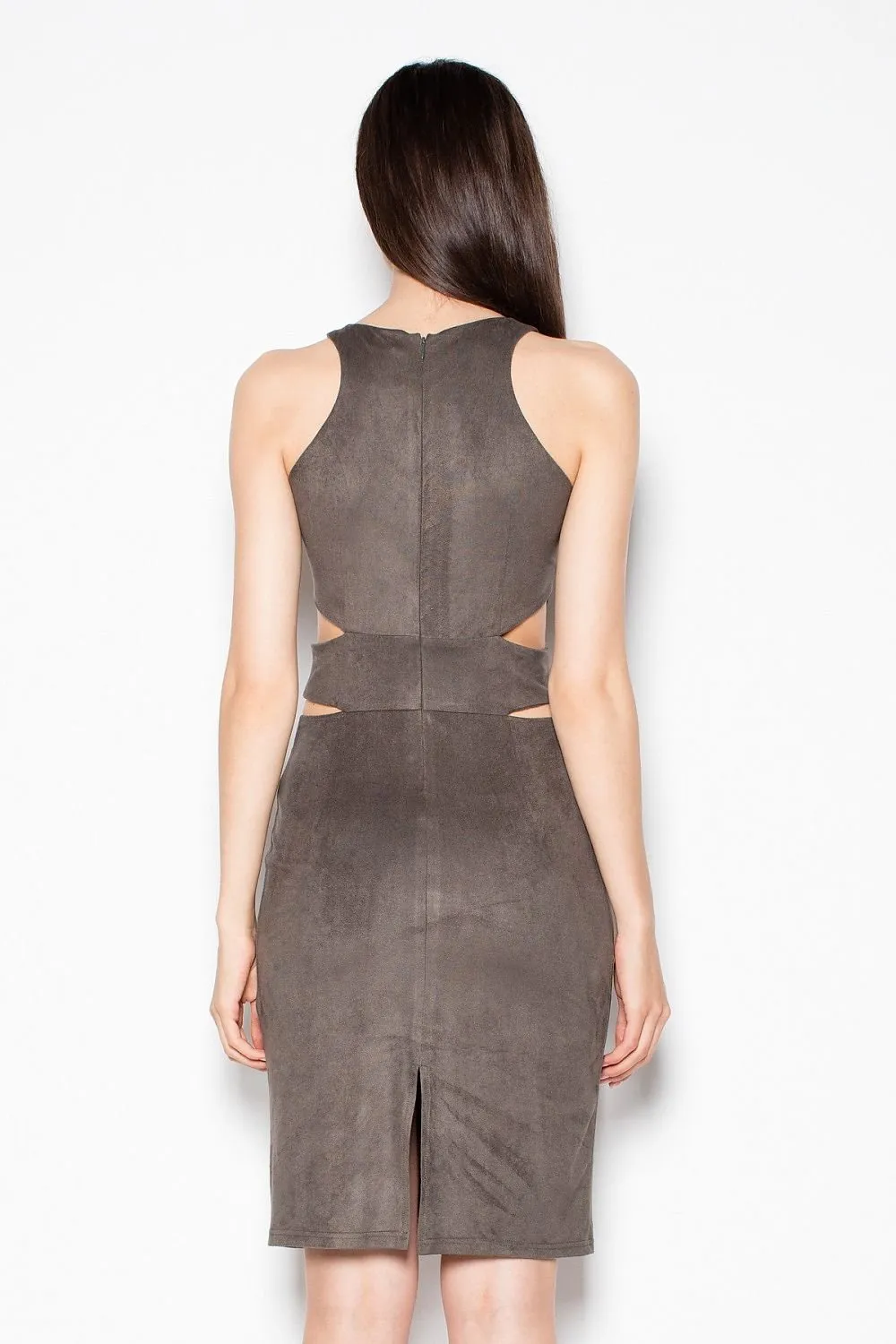 Chic Venaton Suede Cut-Out Evening Dress