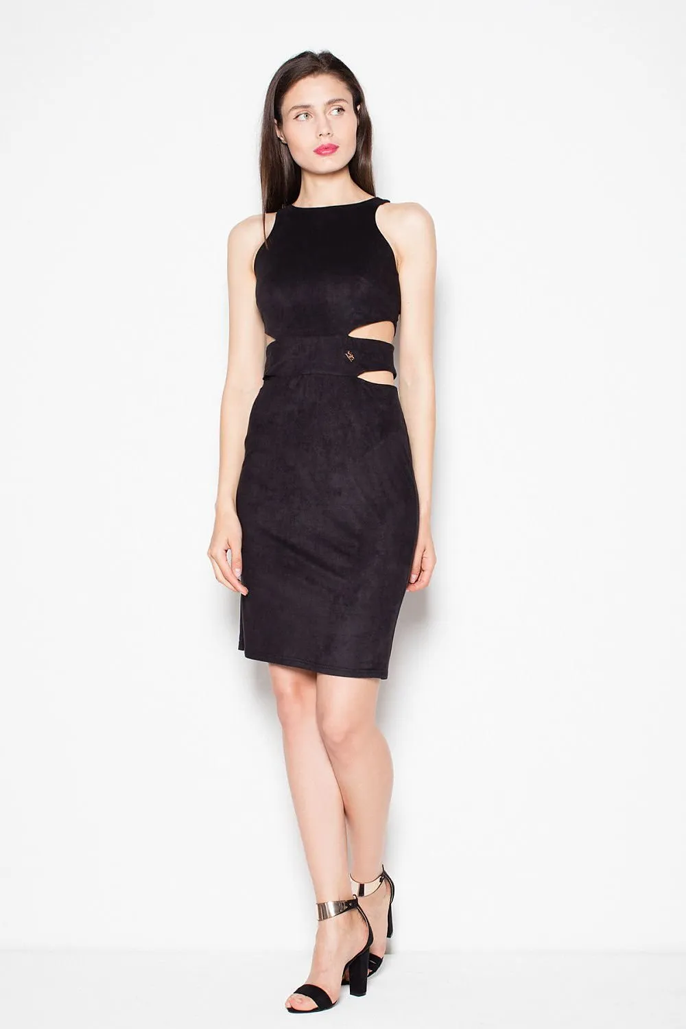 Chic Venaton Suede Cut-Out Evening Dress