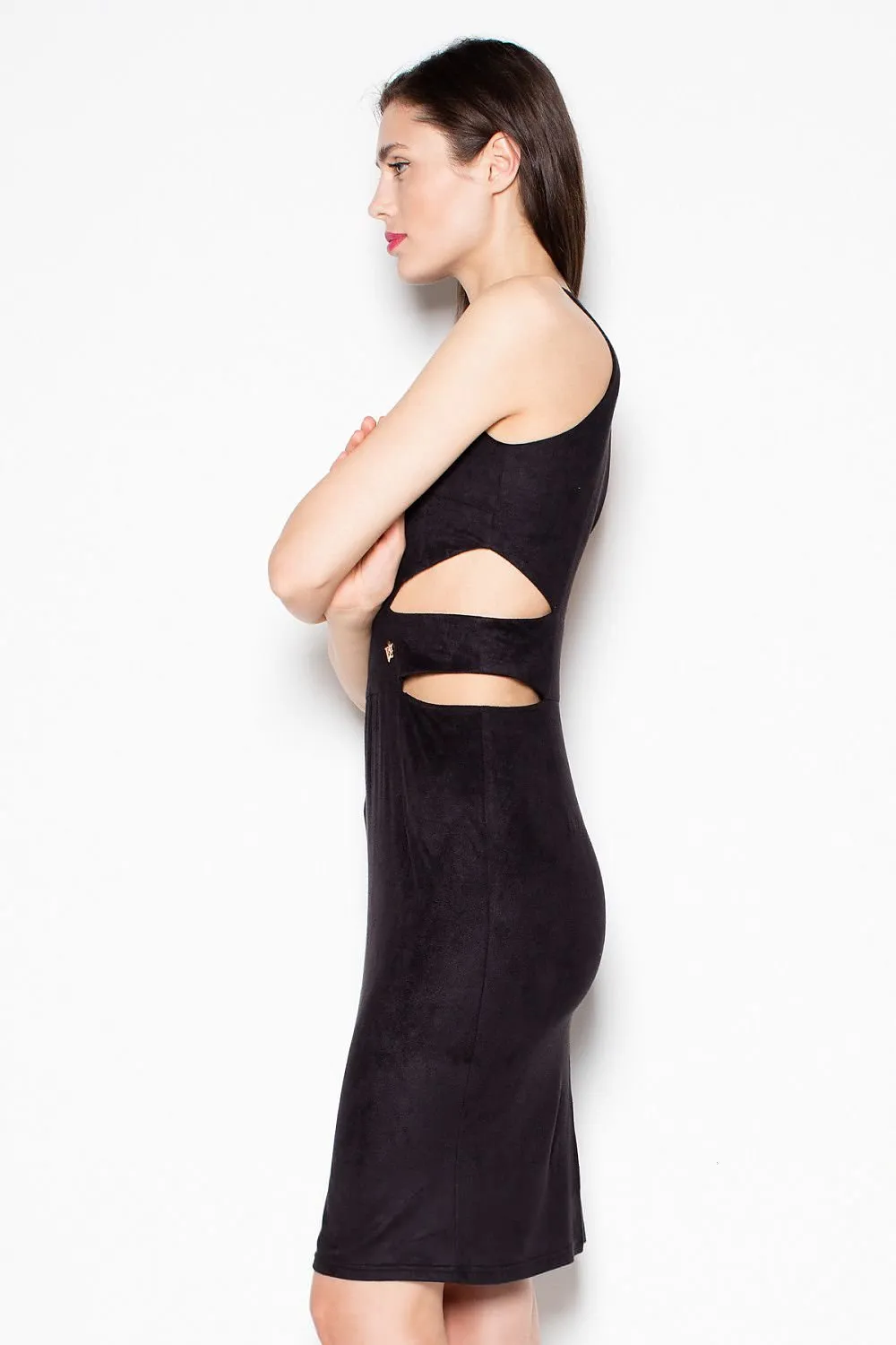 Chic Venaton Suede Cut-Out Evening Dress
