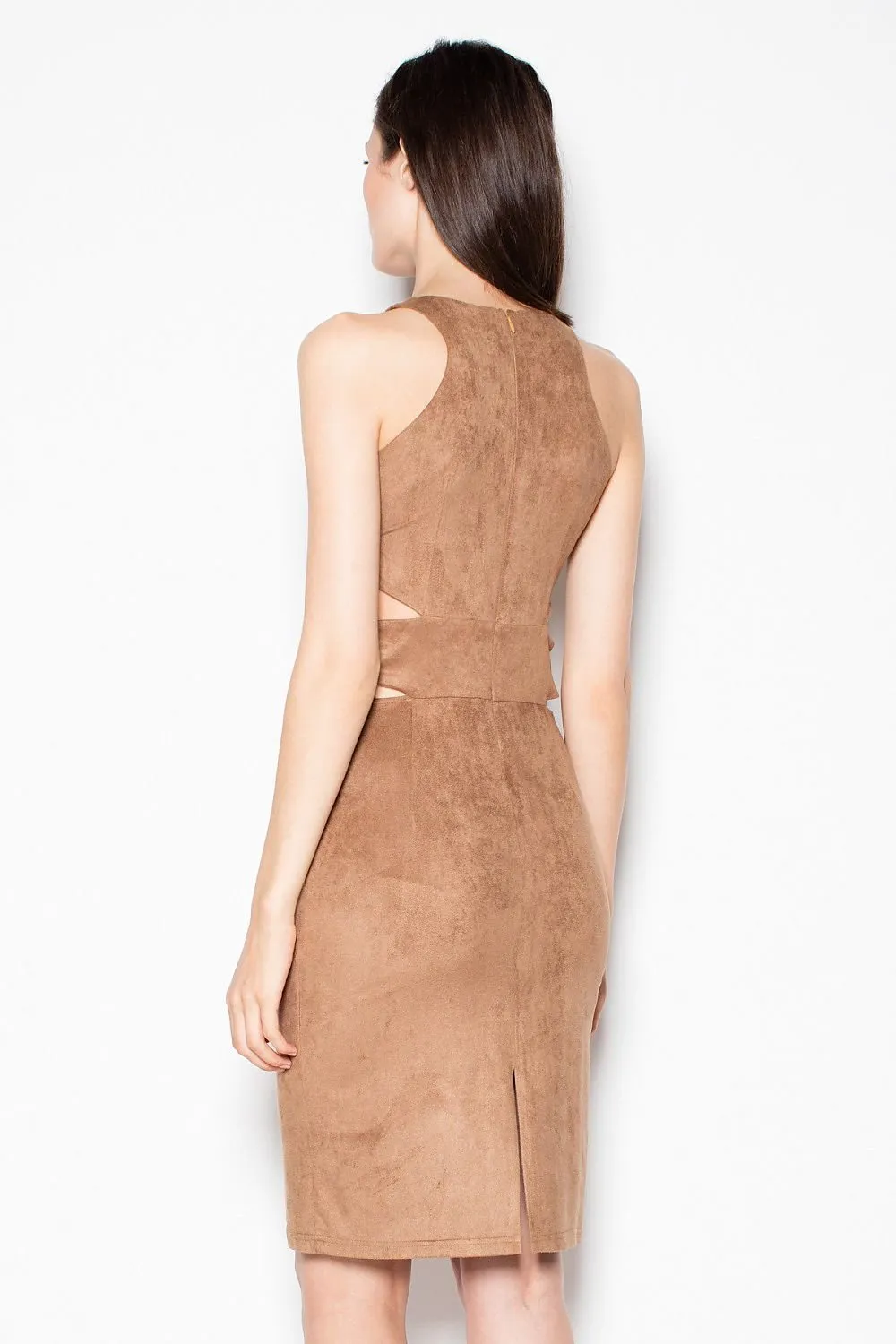 Chic Venaton Suede Cut-Out Evening Dress