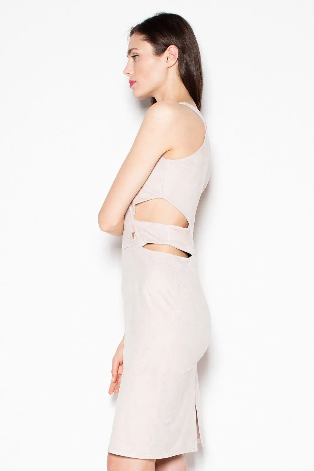 Chic Venaton Suede Cut-Out Evening Dress