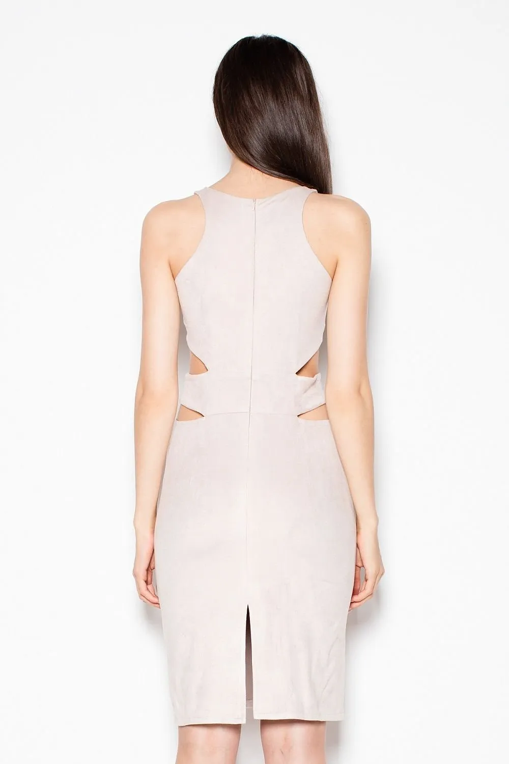 Chic Venaton Suede Cut-Out Evening Dress