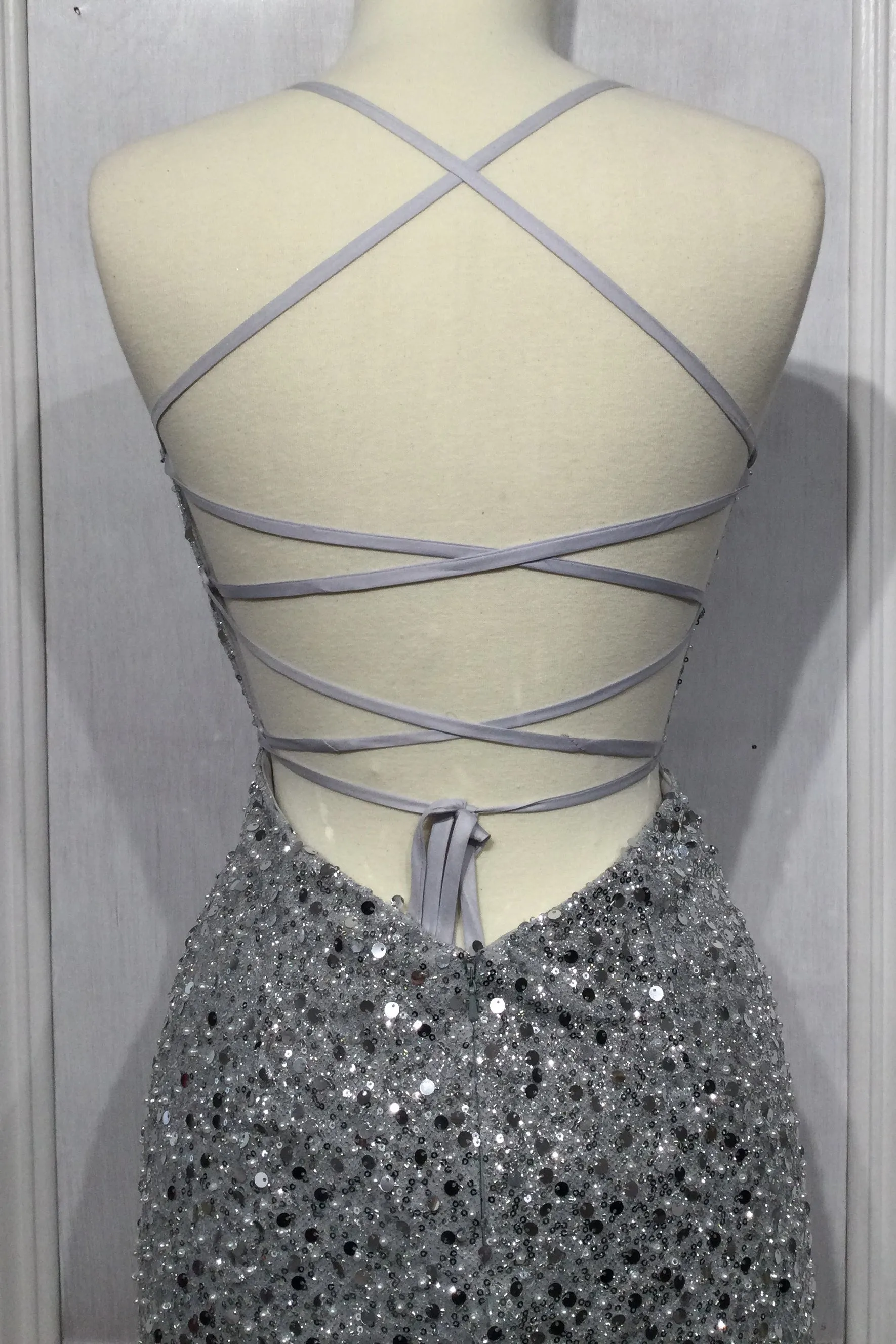 CINDERELLA DIVINE CD258 Fitted Sequin Gown with Slit