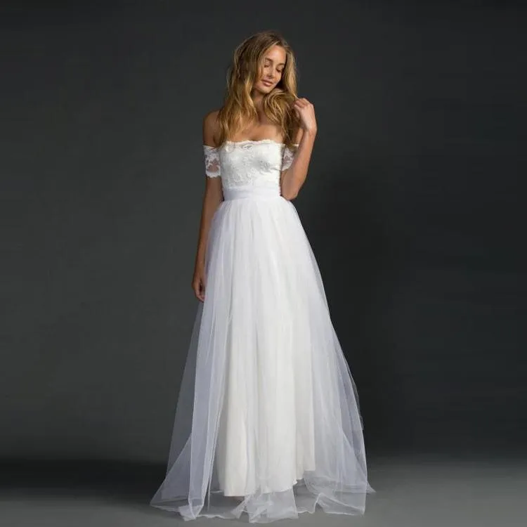 Clearance Off-shoulder Lace Pleated Bowknot Floor Grown Long Dress