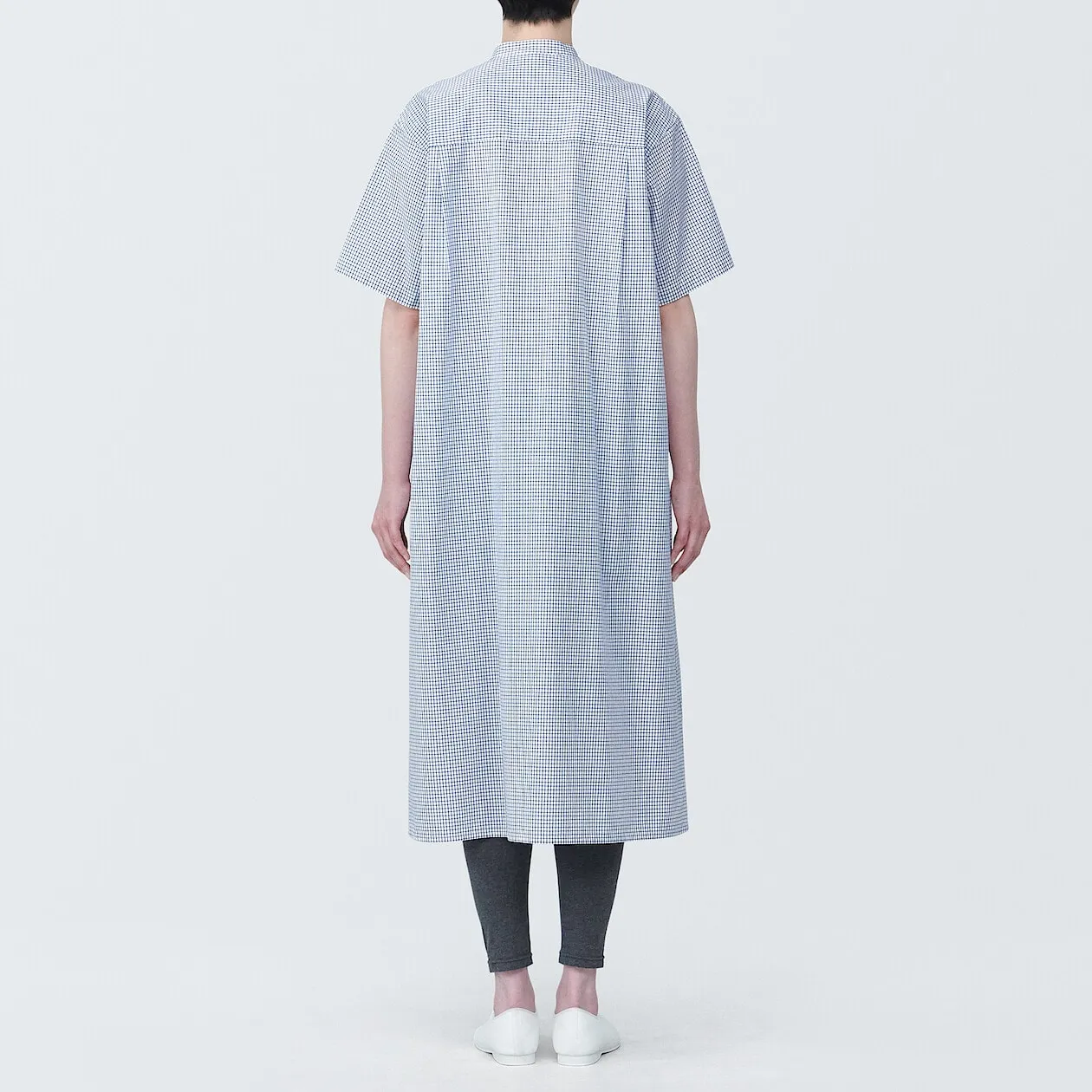 Cool Touch Broadcloth Stand Collar Short Sleeve Dress