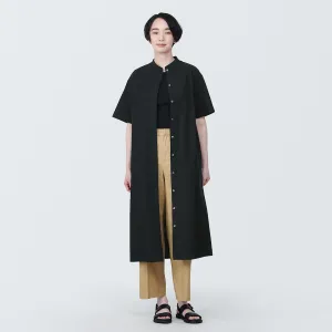 Cool Touch Broadcloth Stand Collar Short Sleeve Dress
