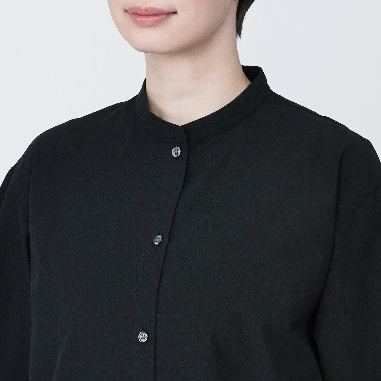 Cool Touch Broadcloth Stand Collar Short Sleeve Dress