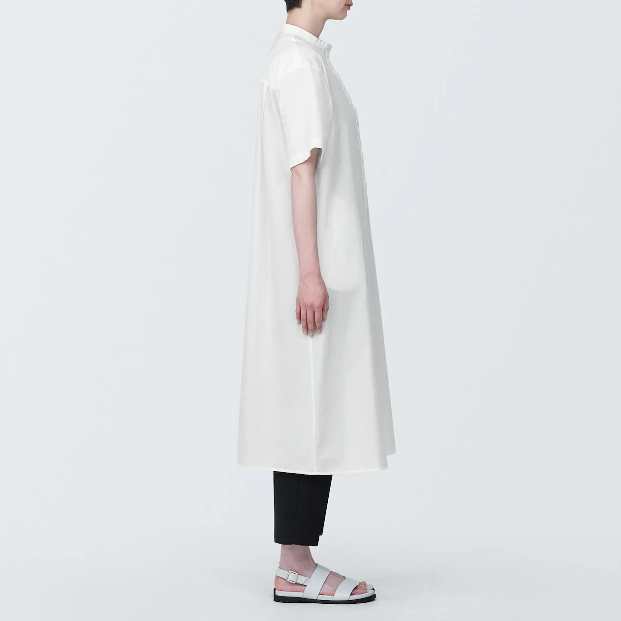 Cool Touch Broadcloth Stand Collar Short Sleeve Dress