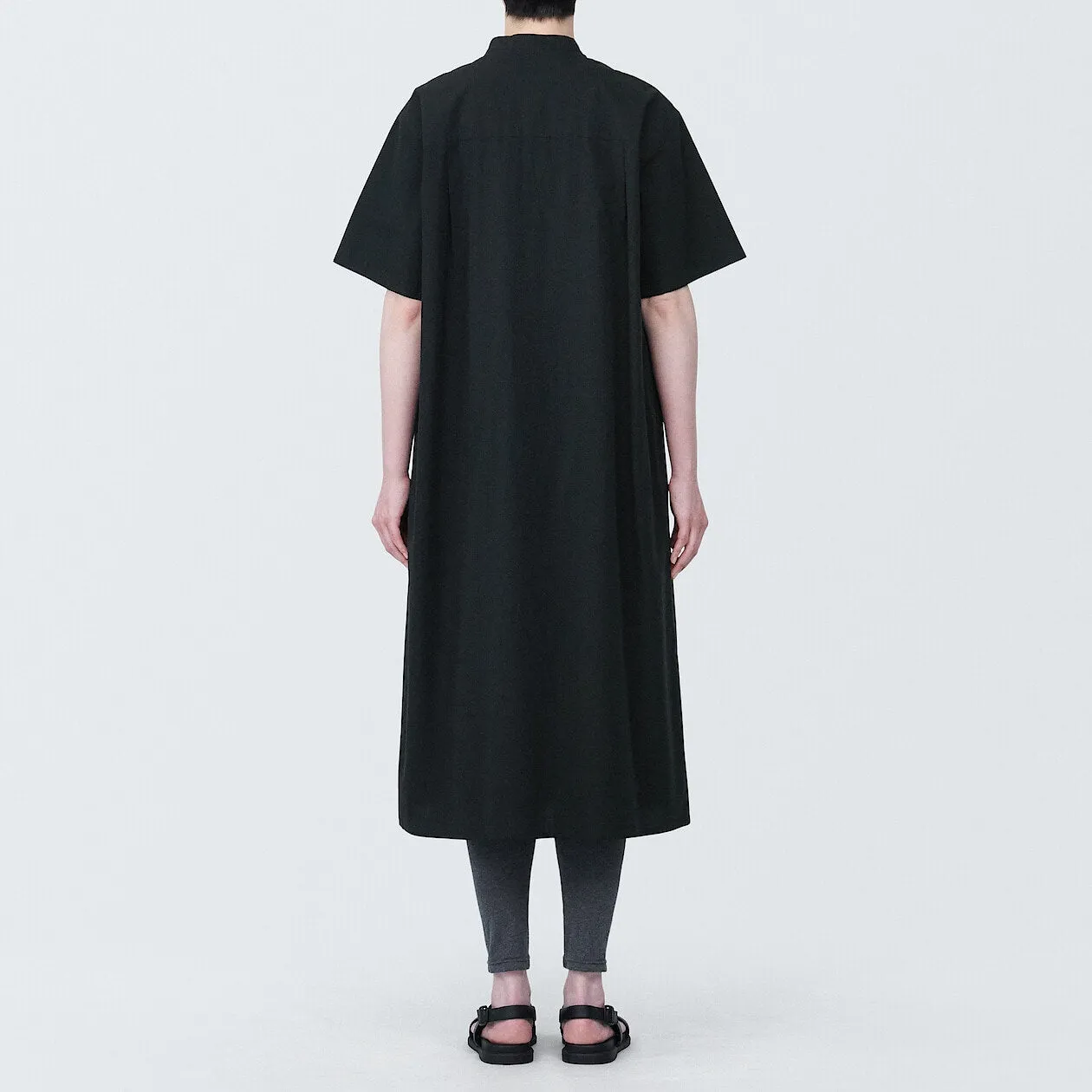 Cool Touch Broadcloth Stand Collar Short Sleeve Dress