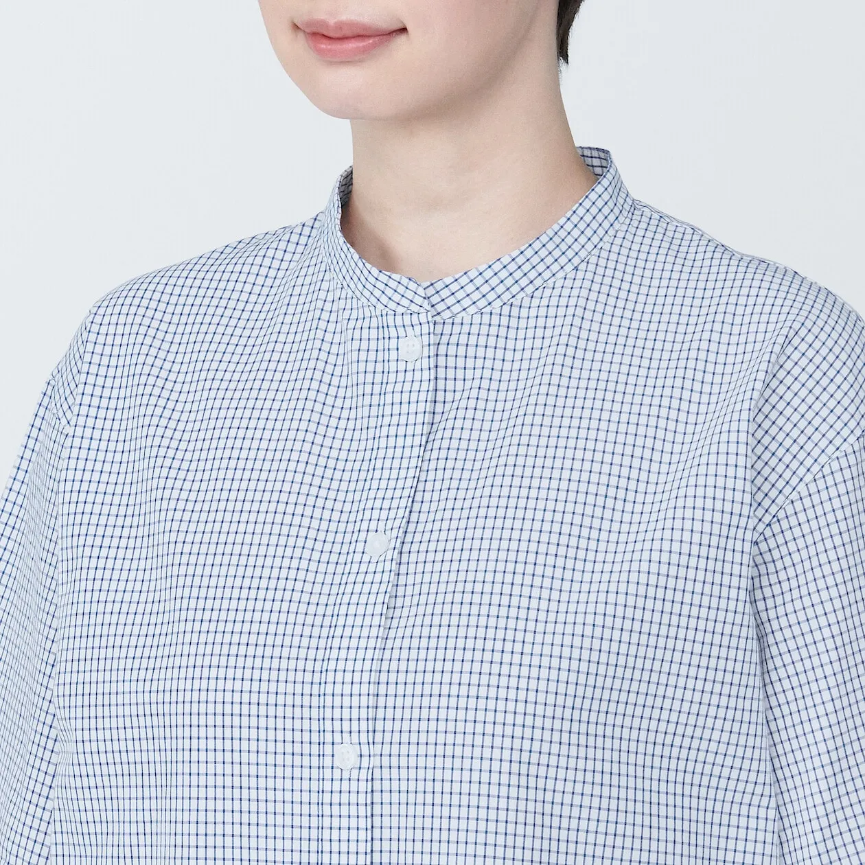 Cool Touch Broadcloth Stand Collar Short Sleeve Dress