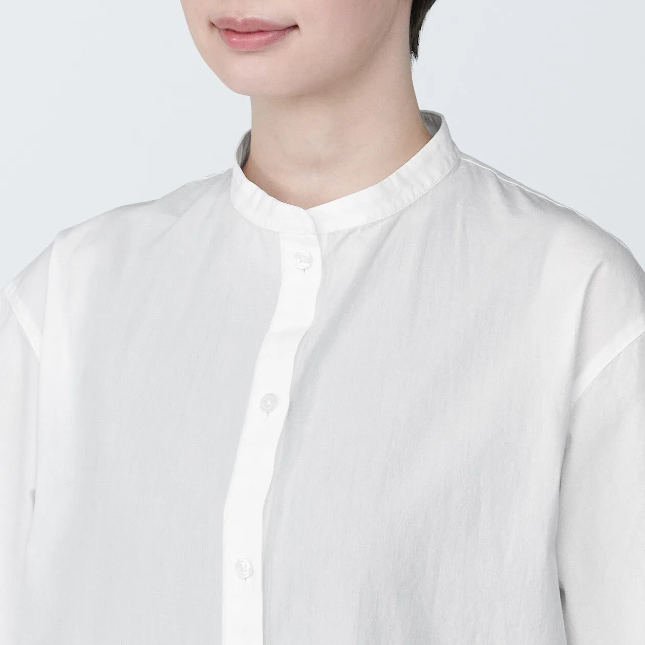 Cool Touch Broadcloth Stand Collar Short Sleeve Dress