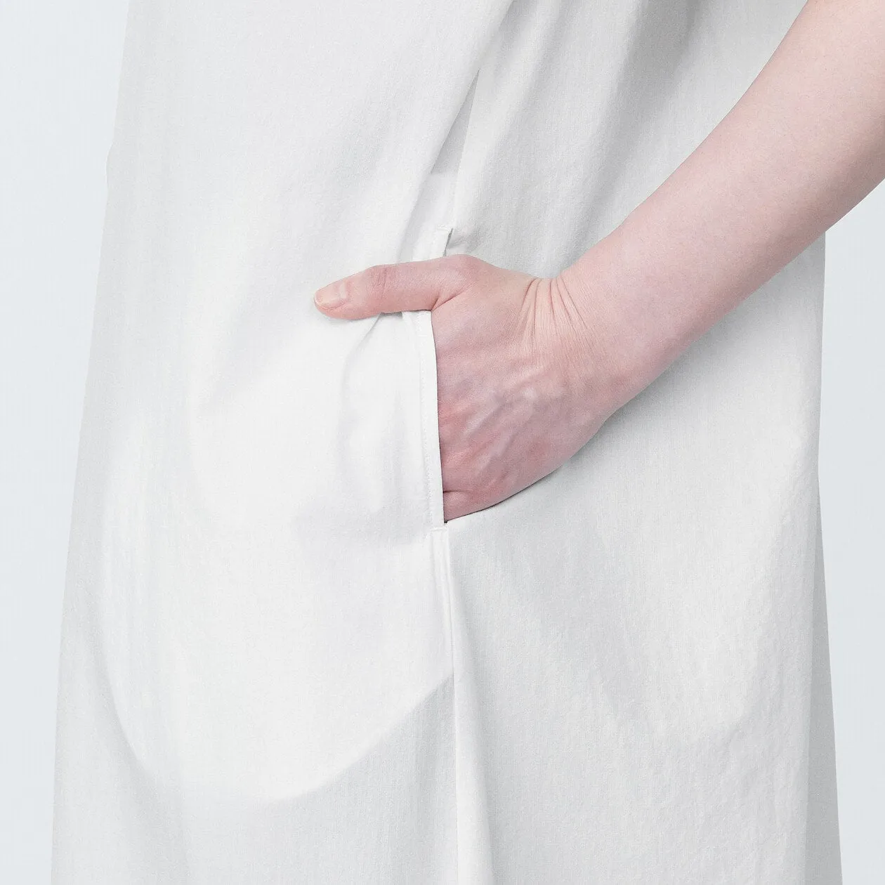 Cool Touch Broadcloth Stand Collar Short Sleeve Dress