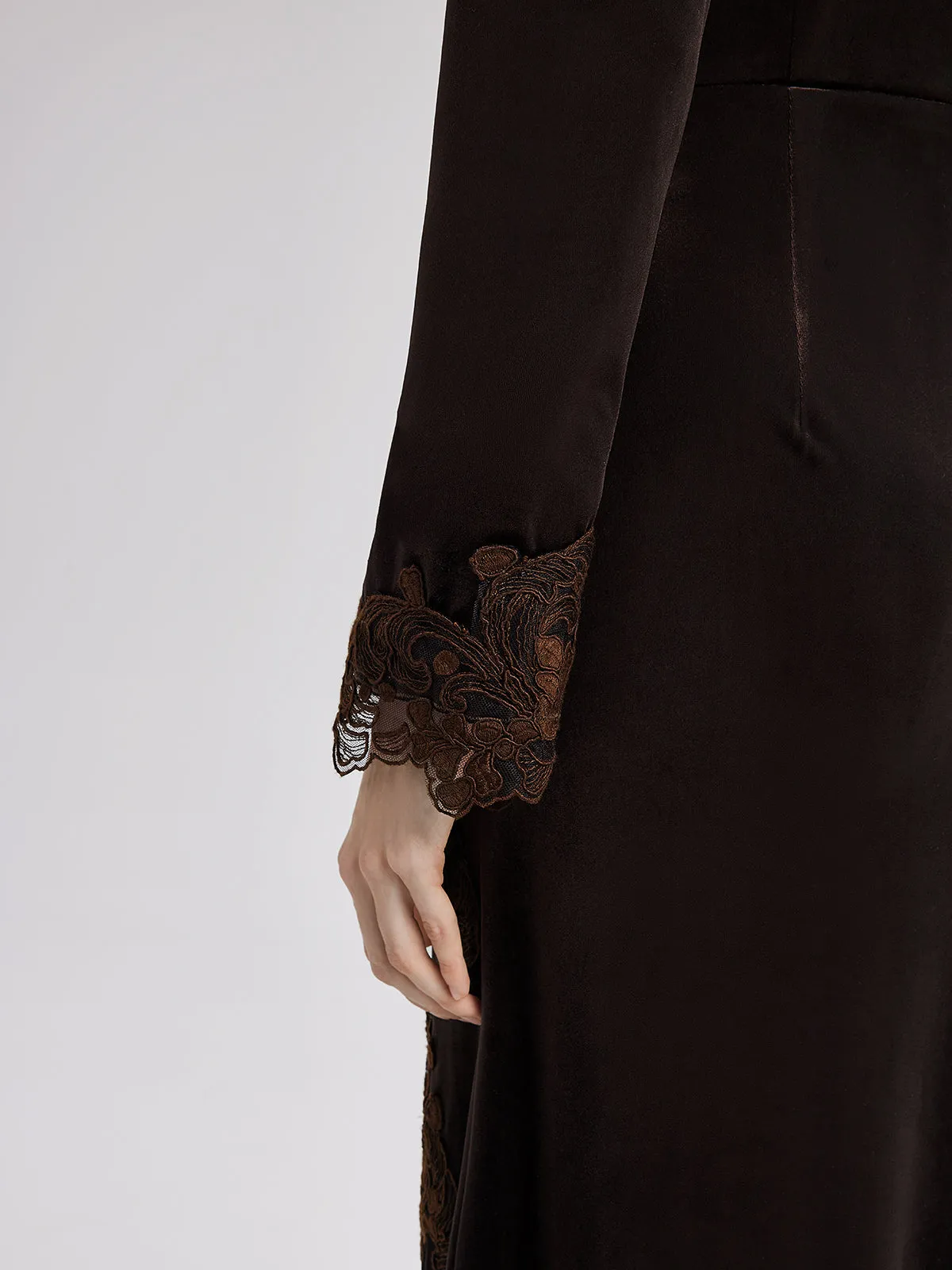 Couture Beaded Lace Velvet Gown