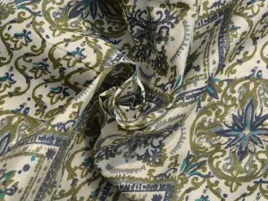 Cream Geometric Premium Modal Chanderi Silk Fabric