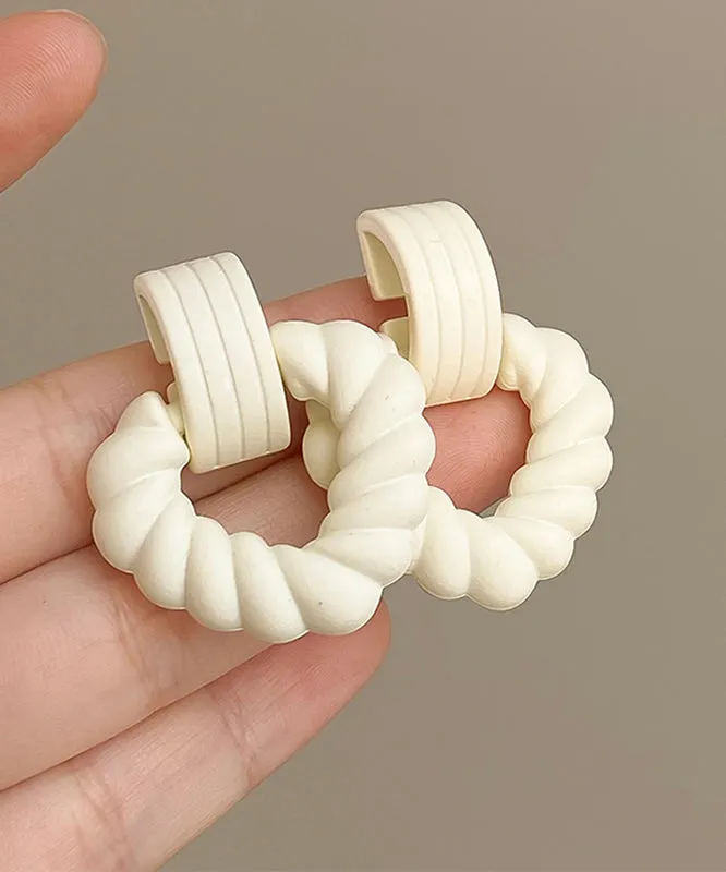 Cute Rose Acrylic Love Fried Dough Twists Hollow Out Drop Earrings ZZ073