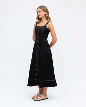 DENIM BUTTON THRU MIDI