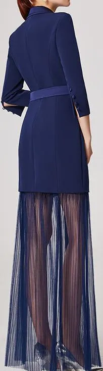 Double-Breasted Blazer-Dress with Detachable Tulle Skirt