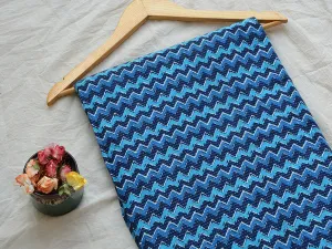 Dual Blue Chevron Pure Cotton Kantha Fabric