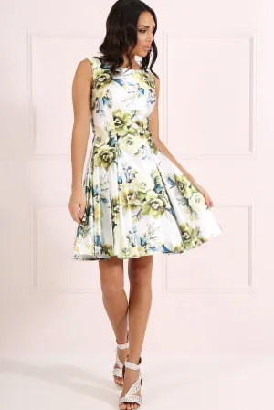 FOREVER UNIQUE SHELBY SKATER DRESS - GREEN FLORAL